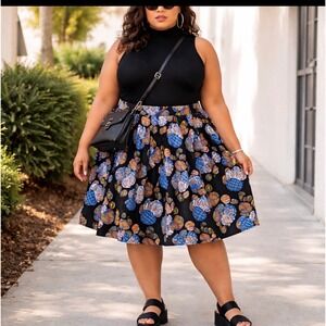 LuLaRoe Madison Skirt 3XL Plus Size Mickey Mouse 
Circle Print Pleated Pockets